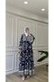 Navy Blue Premium Fabric Patterned Viscose Dress