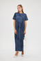 Women's Acid Washing Effect Cupra Short Sleeve Gathered Knitted Maxi Dress - 3