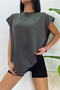 Plain Wear Out Women's Sleeveless Zero Sleeve Trend T-Shirt
