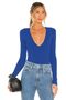 Women's Blue Deep Low-Cut Silk Jersey Bodysuit