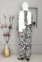 Women's Seasonal Cotton Zebra Patterned Viscose Fabric Flowy Prayer Dress Black - 4