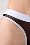 Black and White Rubber Detailed See-through Tulle Adjustable Strap Women's Bra Set - 4