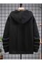 Sekura Thick Cardigan - Black Printed Winter Oversize Hooded Zipper Cardigan with Pockets - 2