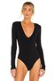 Women's Black Deep Low-Cut Silk Jersey Bodysuit - 2