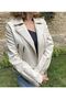 Women's Cream Faux Leather Jacket - 3