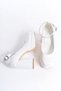 Women's White Patent Leather Platform Heeled Stone Wedding Dress Shoes (Mold Half Number Larger.) - 6