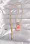 Gold Colored 316l Steel - Pink Enamel Sun Model Tarot Necklace - 2