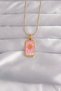 Gold Colored 316l Steel - Pink Enamel Sun Model Tarot Necklace