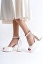 High-heeled platform evening shoes in white leather. - 2