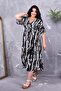 Double Breasted Neckline Elastic Waist Print Dress - 4