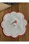 6 Pieces Love Birds Linen Red Embroidered Coffee Side Cocktail Serving Napkins - 2