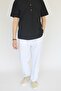 Unisex Summer Comfortable White Linen Trousers with Elastic Waist Cotton Cool Drawstring Linen Trousers - 6