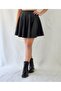 Women's Black Leather Mini Bell Skirt - 6