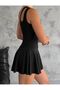 Women's Black One Shoulder Skirted Swimsuit with Shorts - 5