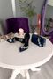 Navy Blue Satin Bag Set 11 cm Side Transparent Star Stone-Embellished Heeled Stiletto Women's Shoes - 2