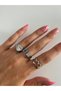 Silver Colored Zircon Stone Solitaire Heart Ring - 3