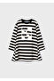Girl's Metallic Yarn Striped Dress Black 4929 - 2