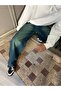 Green Washed Aesthetic Baggy Wide Leg Jeans - 6