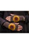Fingerless Daisy Detailed Gloves, Hand Knitted Gloves, Crochet Gloves