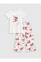 LCW DREAM Women's Capri Pajamas Set - Crew Neck, Printed, Short Sleeve - 4