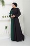 Emerald Crepe Evening Dress - Long Hijab Dress with Sequin Detail and Belt 2674 - 4