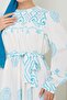 Blue Patterned Linen Evening Dress - Long Hijab Dress 15143 - 7