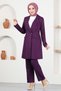 Evening Dress Fashion Blazer Set - Women's Clothing 2605 Plum - 2