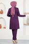 Evening Dress Fashion Blazer Set - Women's Clothing 2605 Plum - 3