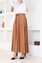 Belt Detailed Pleated Hijab Skirt BRC1505 Latte - 5