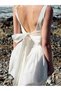 White Poplin Mini Dress - Bow Detail - 3