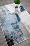 Abstract Patterned White Gray Blue Carpet Washable Velvet Non-Slip Base Carpet 7063 - 2