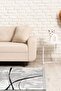 Abstract Patterned Gray White Beige Non-Slip Base Washable Chenille Machine Carpet 7169 - 4