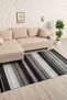 Line Patterned Black Gray Washable Non-Slip Chenille Hallway Living Room Kitchen Carpet 7971 - 3
