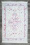 Classic Patterned Pink Chenille Machine Washable Fringed Non-Slip Base Carpet 7420
