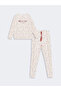 Lcw Dream Light Pink Printed Crew Neck Patterned Women's Pajama Set