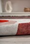 Modern Patterned Cream Red Chenille Machine Washable Fringed Non-Slip Base Kitchen Carpet 8334 - 2
