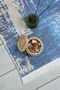 Abstract Patterned Blue Beige Chenille Machine Washable Fringed Non-Slip Base Modern Carpet 7319 - 4