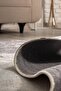 Abstract Patterned Gray White Beige Non-Slip Base Washable Chenille Machine Carpet 7169 - 3