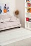 Nordic Patterned Cream Mink Chenille Machine Washable Fringed Non-Slip Base Door Carpet 8343 - 7