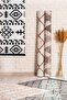 Geometric Patterned Brown Washable Non-Slip Base Chenille Carpet 7776 - 7