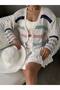 Women's Cardigan - Colorful Stripe Pattern Detail - Buttonless Crop Cardigan - 5