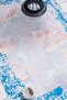 Abstract Patterned Blue Gray Chenille Machine Washable Fringed Non-Slip Base Carpet 7370 - 2