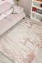 Abstract Patterned Brown Chenille Machine Washable Fringed Non-Slip Base Kitchen Rug 8351