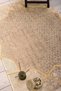 Classic Patterned Beige Washable Chenille Woven Fringed Non-Slip Base Living Room Carpet 7451 - 3