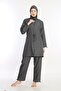 Smoked 4-Piece Fully Covered Water-Repellent Quick-Drying Zippered Parachute Hijab Swimsuit
