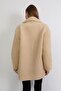 Women's Beige Oversize Plush Coat - 4