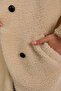 Women's Beige Oversize Plush Coat - 3
