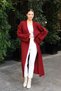 U Shawl Collar Long Sleeve Hair Braided Ankle Detailed Oversize Ankle Length Winter Knitwear Cardigan - 5