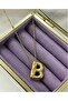 Three Dimensional Steel B Letter Balloon Gold Color Necklace