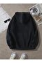 Women's Black Renmates Printed 3 Thread Hooded Hoodie Sweatshirt - 3